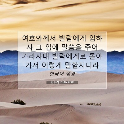Picture 07 - 민수기 23:16 KOR - 여호와께서 발람에게 임하사 그 입에 - Bible Verse Picture