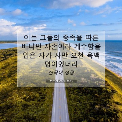 Picture 07 - 민수기 26:41 KOR - 이는 그들의 종족을 따른 베냐민 - Bible Verse Picture