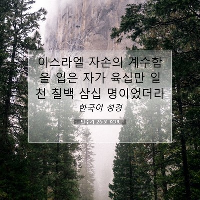Picture 07 - 민수기 26:51 KOR - 이스라엘 자손의 계수함을 입은 자가 - Bible Verse Picture