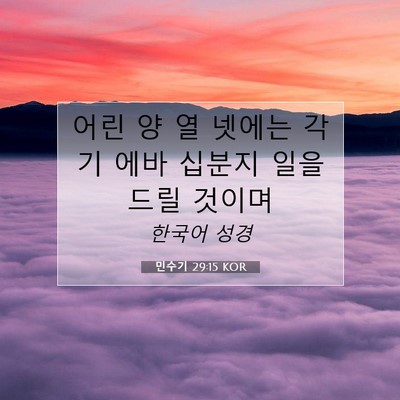 Picture 07 - 민수기 29:15 KOR - 어린 양 열 넷에는 각기 에바 십분지 - Bible Verse Picture