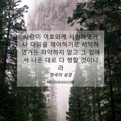 Picture 07 - 민수기 30:2 KOR - 사람이 여호와께 서원하였거나 - Bible Verse Picture