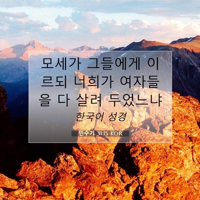 Picture 07 - 민수기 31:15 KOR - 모세가 그들에게 이르되 너희가 - Bible Verse Picture