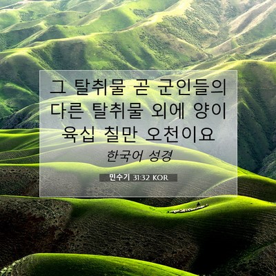 Picture 07 - 민수기 31:32 KOR - 그 탈취물 곧 군인들의 다른 탈취물 - Bible Verse Picture