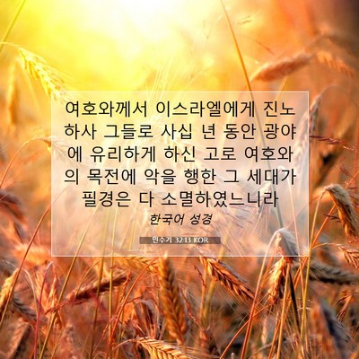 Picture 07 - 민수기 32:13 KOR - 여호와께서 이스라엘에게 진노하사 - Bible Verse Picture