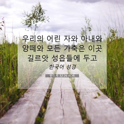 Picture 07 - 민수기 32:26 KOR - 우리의 어린 자와 아내와 양떼와 - Bible Verse Picture