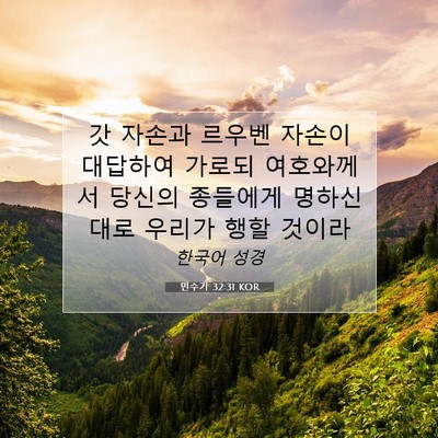 Picture 07 - 민수기 32:31 KOR - 갓 자손과 르우벤 자손이 대답하여 - Bible Verse Picture