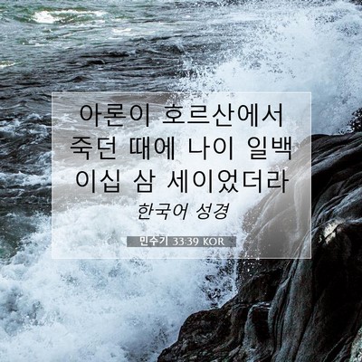 Picture 07 - 민수기 33:39 KOR - 아론이 호르산에서 죽던 때에 나이 - Bible Verse Picture