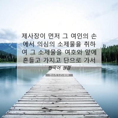 Picture 07 - 민수기 5:25 KOR - 제사장이 먼저 그 여인의 손에서 - Bible Verse Picture