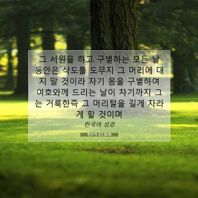 Picture 07 - 민수기 6:5 KOR - 그 서원을 하고 구별하는 모든 날 - Bible Verse Picture