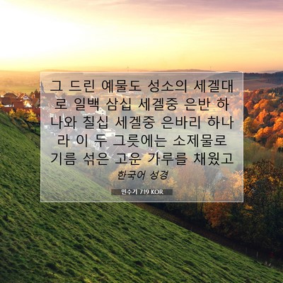 Picture 07 - 민수기 7:19 KOR - 그 드린 예물도 성소의 세겔대로 - Bible Verse Picture