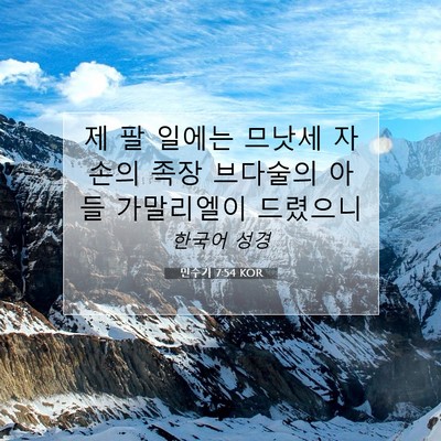 Picture 07 - 민수기 7:54 KOR - 제 팔 일에는 므낫세 자손의 족장 - Bible Verse Picture