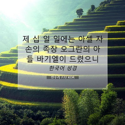 Picture 07 - 민수기 7:72 KOR - 제 십 일 일에는 아셀 자손의 족장 - Bible Verse Picture