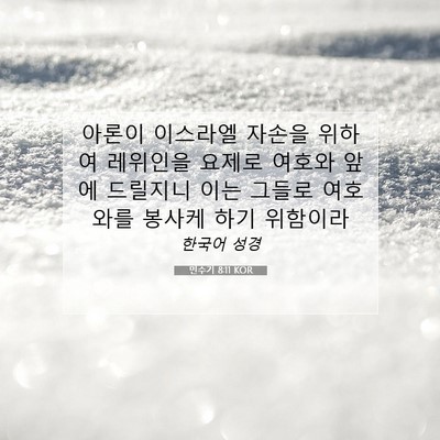 Picture 07 - 민수기 8:11 KOR - 아론이 이스라엘 자손을 위하여 - Bible Verse Picture