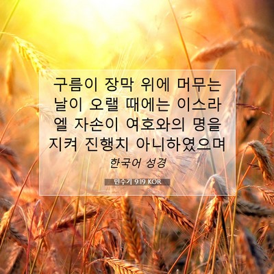 Picture 07 - 민수기 9:19 KOR - 구름이 장막 위에 머무는 날이 오랠 - Bible Verse Picture
