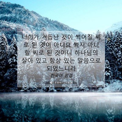 Picture 07 - 베드로전서 1:23 KOR - 너희가 거듭난 것이 썩어질 씨로 된 - Bible Verse Picture