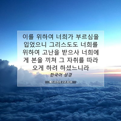 Picture 07 - 베드로전서 2:21 KOR - 이를 위하여 너희가 부르심을 - Bible Verse Picture