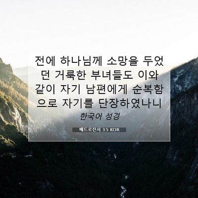 Picture 07 - 베드로전서 3:5 KOR - 전에 하나님께 소망을 두었던 거룩한 - Bible Verse Picture
