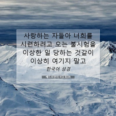 Picture 07 - 베드로전서 4:12 KOR - 사랑하는 자들아 너희를 시련하려고 - Bible Verse Picture
