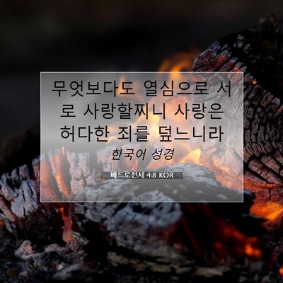 Picture 07 - 베드로전서 4:8 KOR - 무엇보다도 열심으로 서로 - Bible Verse Picture