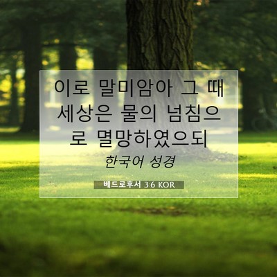 Picture 07 - 베드로후서 3:6 KOR - 이로 말미암아 그 때 세상은 물의 - Bible Verse Picture