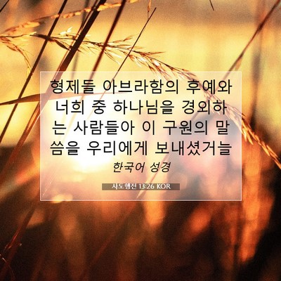 Picture 07 - 사도행전 13:26 KOR - 형제들 아브라함의 후예와 너희 중 - Bible Verse Picture