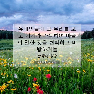 Picture 07 - 사도행전 13:45 KOR - 유대인들이 그 무리를 보고 시기가 - Bible Verse Picture