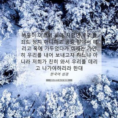 Picture 07 - 사도행전 16:37 KOR - 바울이 이르되 로마 사람인 우리를 - Bible Verse Picture