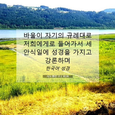 Picture 07 - 사도행전 17:2 KOR - 바울이 자기의 규례대로 저희에게로 - Bible Verse Picture