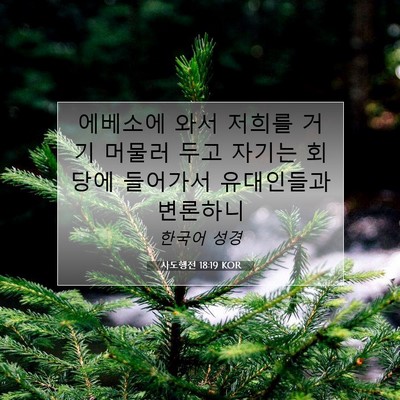 Picture 07 - 사도행전 18:19 KOR - 에베소에 와서 저희를 거기 머물러 - Bible Verse Picture