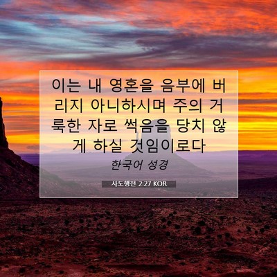 Picture 07 - 사도행전 2:27 KOR - 이는 내 영혼을 음부에 버리지 - Bible Verse Picture
