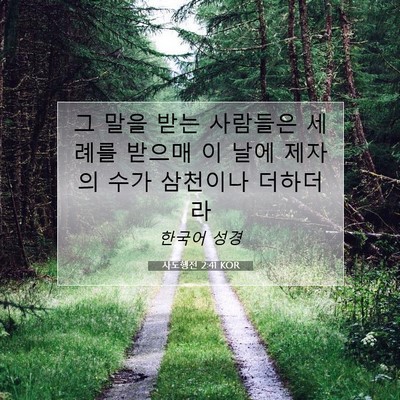 Picture 07 - 사도행전 2:41 KOR - 그 말을 받는 사람들은 세례를 - Bible Verse Picture