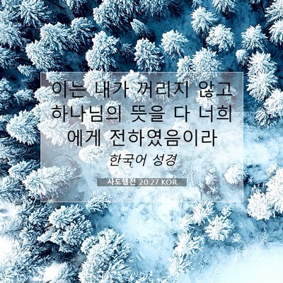 Picture 07 - 사도행전 20:27 KOR - 이는 내가 꺼리지 않고 하나님의 - Bible Verse Picture