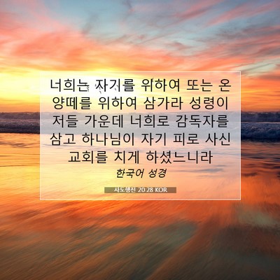Picture 07 - 사도행전 20:28 KOR - 너희는 자기를 위하여 또는 온 - Bible Verse Picture
