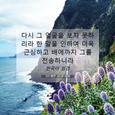 Picture 07 - 사도행전 20:38 KOR - 다시 그 얼굴을 보지 못하리라 한 - Bible Verse Picture