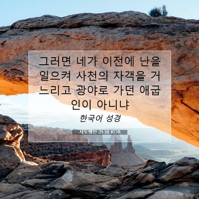 Picture 07 - 사도행전 21:38 KOR - 그러면 네가 이전에 난을 일으켜 - Bible Verse Picture