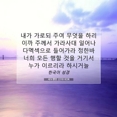 Picture 07 - 사도행전 22:10 KOR - 내가 가로되 주여 무엇을 하리이까 - Bible Verse Picture