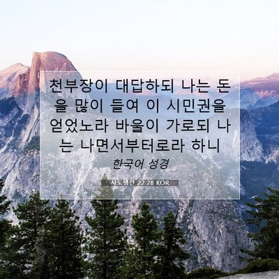 Picture 07 - 사도행전 22:28 KOR - 천부장이 대답하되 나는 돈을 많이 - Bible Verse Picture