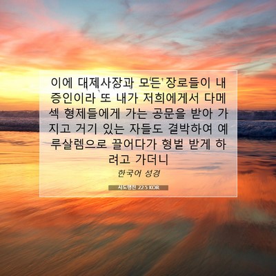 Picture 07 - 사도행전 22:5 KOR - 이에 대제사장과 모든 장로들이 내 - Bible Verse Picture