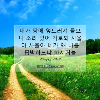 Picture 07 - 사도행전 22:7 KOR - 내가 땅에 엎드러져 들으니 소리 - Bible Verse Picture