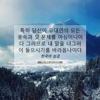 Picture 07 - 사도행전 26:3 KOR - 특히 당신이 유대인의 모든 풍속과 - Bible Verse Picture