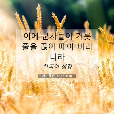 Picture 07 - 사도행전 27:32 KOR - 이에 군사들이 거룻줄을 끊어 떼어 - Bible Verse Picture
