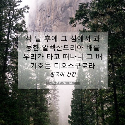 Picture 07 - 사도행전 28:11 KOR - 석 달 후에 그 섬에서 과동한 - Bible Verse Picture