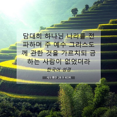 Picture 07 - 사도행전 28:31 KOR - 담대히 하나님 나라를 전파하며 주 - Bible Verse Picture
