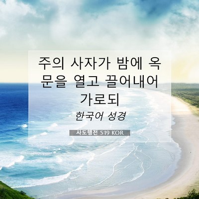 Picture 07 - 사도행전 5:19 KOR - 주의 사자가 밤에 옥문을 열고 - Bible Verse Picture