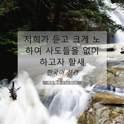 Picture 07 - 사도행전 5:33 KOR - 저희가 듣고 크게 노하여 사도들을 - Bible Verse Picture