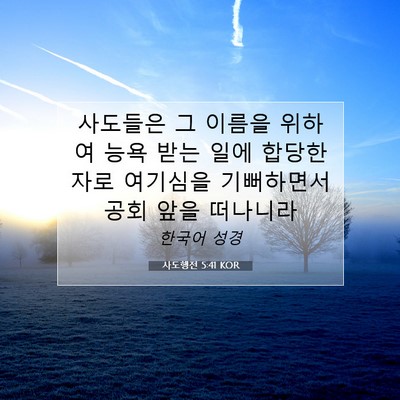 Picture 07 - 사도행전 5:41 KOR - 사도들은 그 이름을 위하여 능욕 - Bible Verse Picture