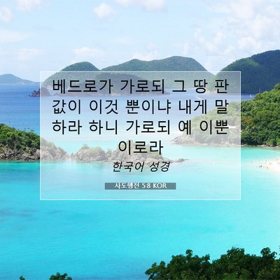Picture 07 - 사도행전 5:8 KOR - 베드로가 가로되 그 땅 판 값이 이것 - Bible Verse Picture