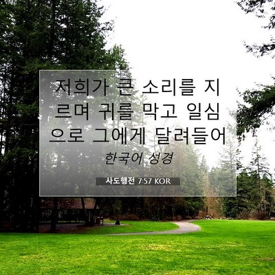 Picture 07 - 사도행전 7:57 KOR - 저희가 큰 소리를 지르며 귀를 막고 - Bible Verse Picture