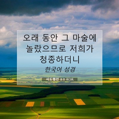 Picture 07 - 사도행전 8:11 KOR - 오래 동안 그 마술에 놀랐으므로 - Bible Verse Picture