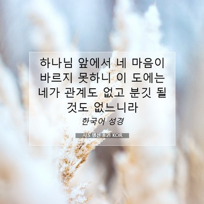 Picture 07 - 사도행전 8:21 KOR - 하나님 앞에서 네 마음이 바르지 - Bible Verse Picture